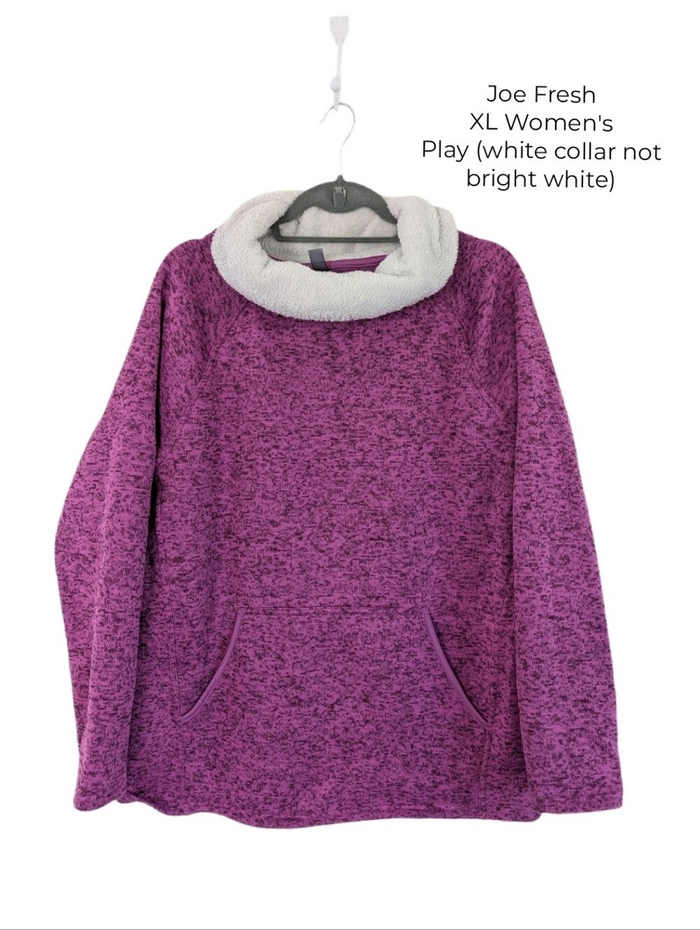 Women's XL Joe Fresh Purple Plush Sherpa-Collar Pullover